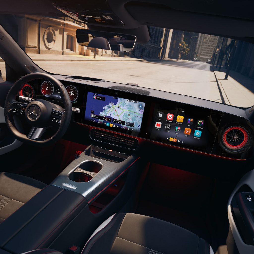 Naujasis „Mercedes CLA“ elektromobilis keičia žaidimo taisykles. MB-OS išmanioji sistema. Nuotraukos šaltinis: mercedes-benz.co.uk