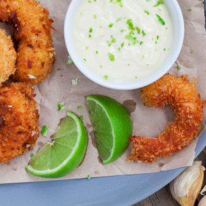 Aliejuje keptos kokosinės krevetės