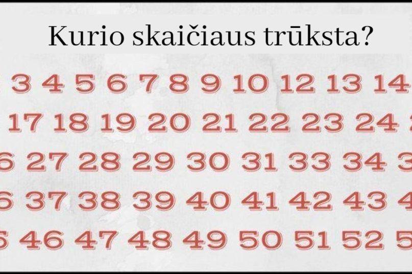 Ar galite greitai rasti, kurio skaičiaus trūksta? Tik keli žmonės tai padaro per 10 sekundžių