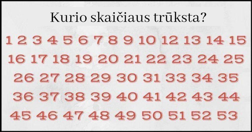 Ar galite greitai rasti, kurio skaičiaus trūksta? Tik keli žmonės tai padaro per 10 sekundžių