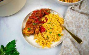 Ganos įkvėptas Kalėdinis vištienos troškinys. Su ryžiais