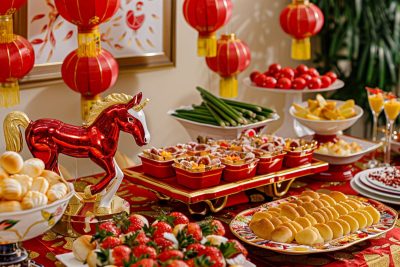 10 nuostabių būdų papuošti patiekalus Ugninio Arklio metams – Raudonos ir aukso spalvos akcentai stalui