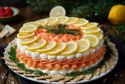 Upėtakio užkandis be kepimo – elegantiškas tortas šventėms – Reikalingi ingredientai upėtakio tortui