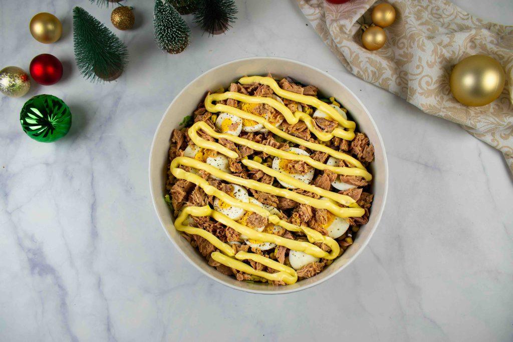 Šventiškos tuno ir daržovių salotos. Majonezas