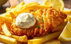 Traški žuvis su bulvytėmis ir tartaro padažu