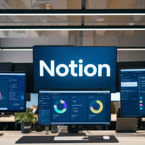 Notion darbo erdvės ekrano nuotrauka su projektų valdymo sistema