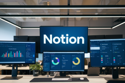 Notion darbo erdvės ekrano nuotrauka su projektų valdymo sistema