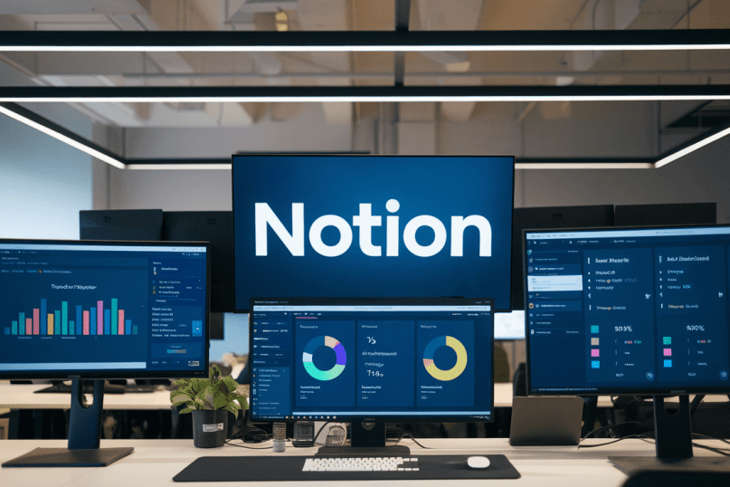 Notion darbo erdvės ekrano nuotrauka su projektų valdymo sistema