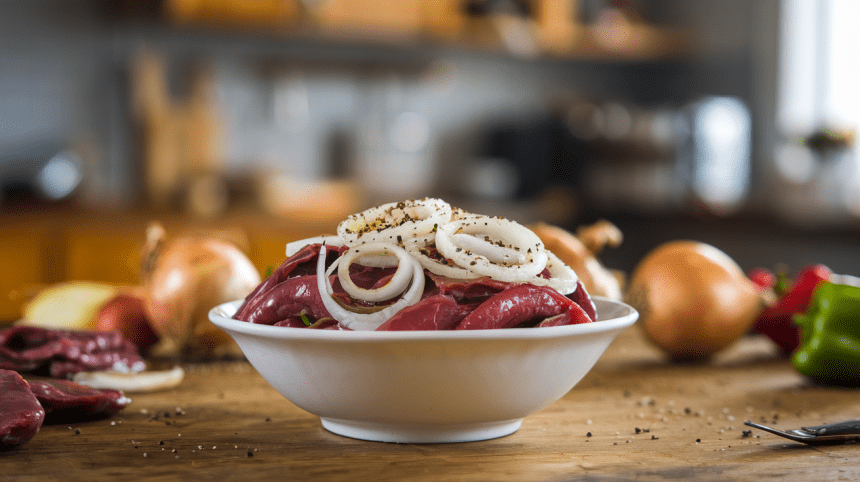 Kepenėlių salotos su marinuotais svogūnais - sotus vakarienės receptas