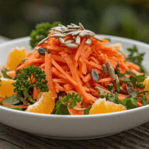 Morkų ir apelsinų salotos – gaivus skonio derinys, kuris nustebins visą šeimą
