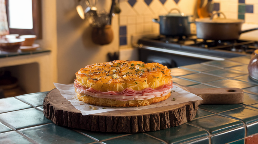 Bulvių pyragas su sūriu ir kumpiu - itališkas skonis namų virtuvėje