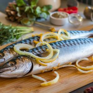 Skumbrė su svogūnais namie - gardus receptas su natūraliu marinatu