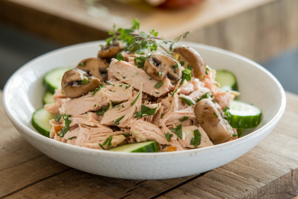 Rūkytos vištienos salotos per 5 minutes - receptas visai šeimai