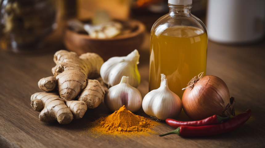 Natūralus gripo eliksyras su imbiero šaknimi ir česnakais
