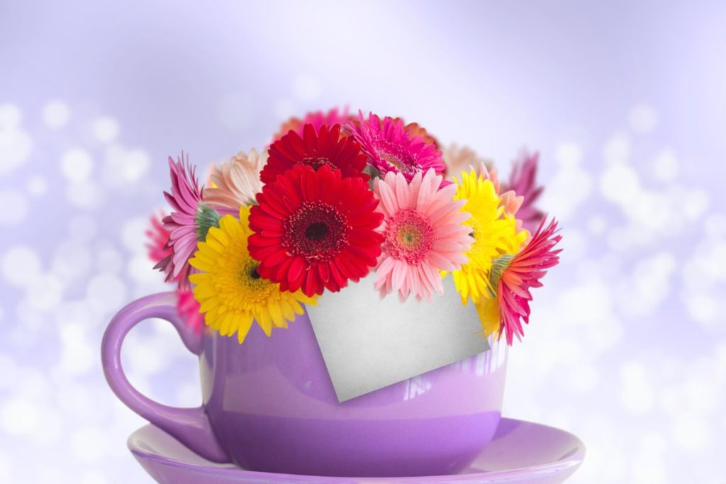 Testas: pasirinktas puodelis padės geriau pažinti save. Puodelis su gėlėmis